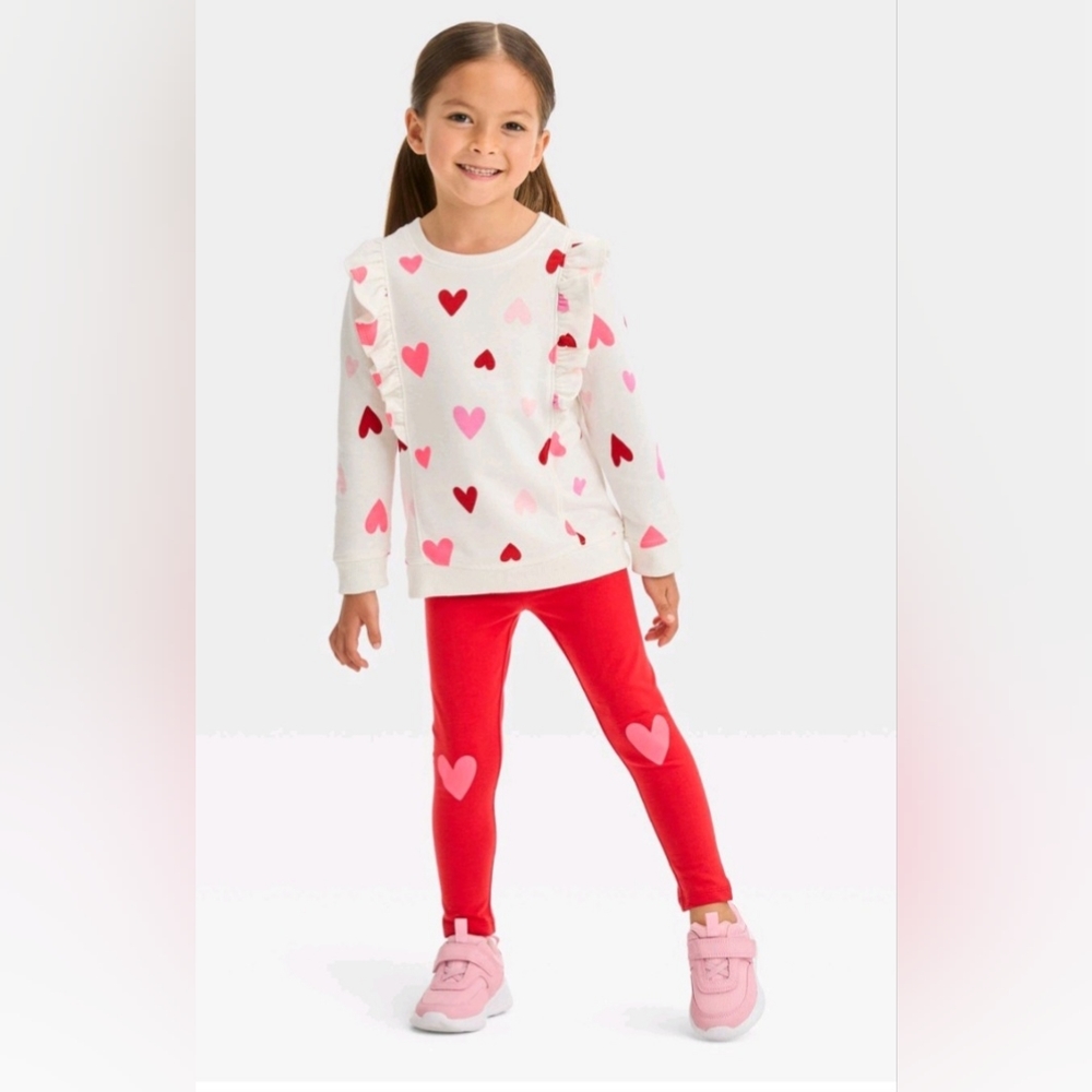 NWT Cat and Jack Girls Heart Outfit size 2t